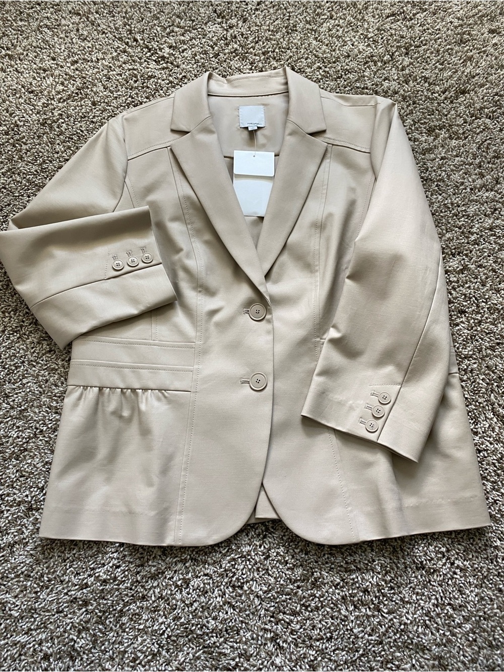 NWOT Halogen Structured Beige Blazer Jacket 98% Cotton | Women’s XL